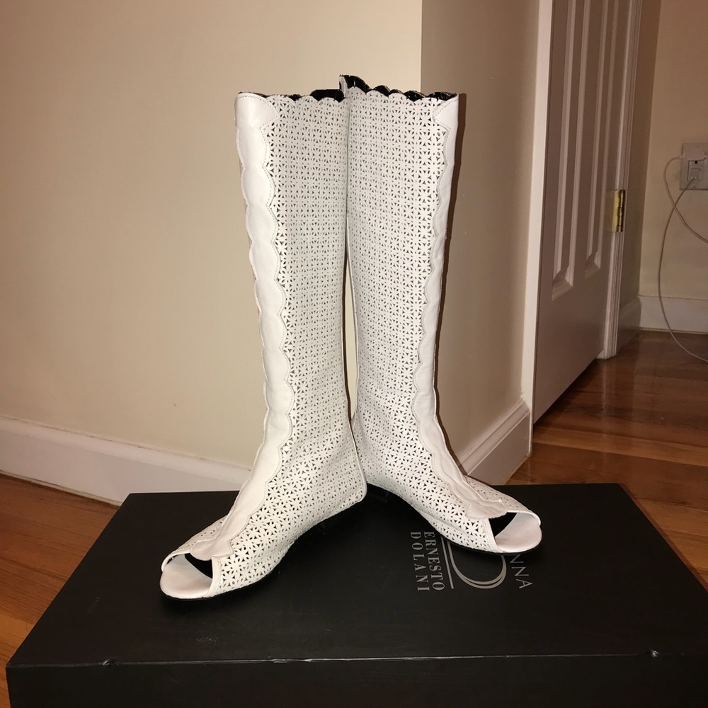 Donna Ernesto Dolani Italian white boots 37